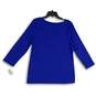 NWT Womens Blue Casual Long Sleeve Boat Neck Pullover T-Shirt Size Large image number 1