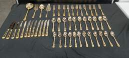 Vintage W.M. Rogers & Sons 50 Pc Gold Plated Silverware Set