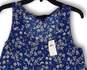 Womens Blue Floral Round Neck Sleeveless Pullover Tank Top Size Small image number 3