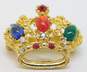 VNTG Gold Tone Jelly Belly Crown & Enamel Shield Brooches image number 2