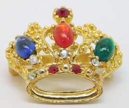 VNTG Gold Tone Jelly Belly Crown & Enamel Shield Brooches alternative image