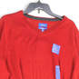 NWT Womens Red V-Neck Long Sleeve Knit Pullover Sweater Size XL image number 3
