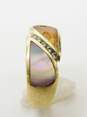 14K Yellow Gold Diamond Accent & Abalone Inlay Ring for Repair 6.2g image number 5