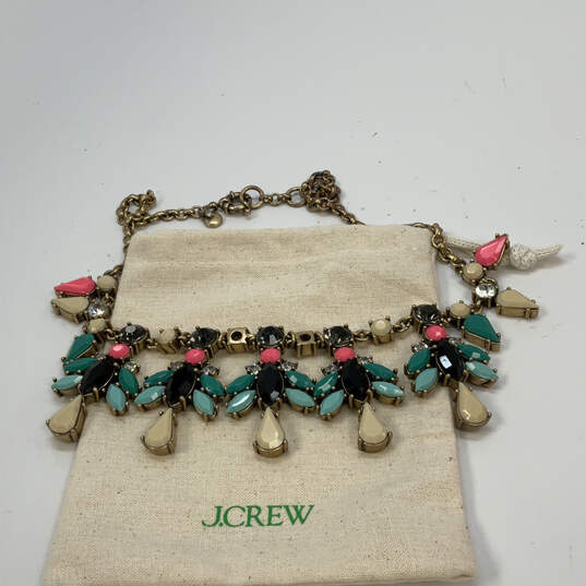 Designer J. Crew Gold-Tone Multicolor Stones Statement Necklace w/ Dust Bag image number 1
