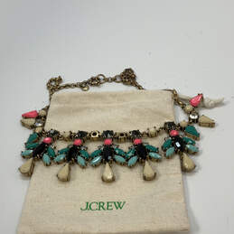Designer J. Crew Gold-Tone Multicolor Stones Statement Necklace w/ Dust Bag
