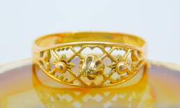 14K Yellow Gold Lattice Floral Ring 2.7g