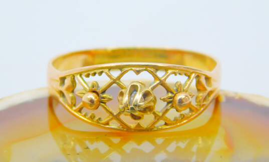 14K Yellow Gold Lattice Floral Ring 2.7g image number 1