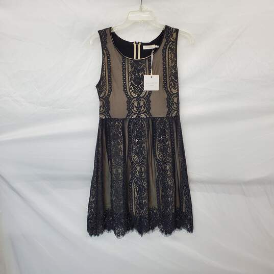 Blu Pepper Black Lace Sleeveless Midi Sheath Dress WM Size S NWT image number 1