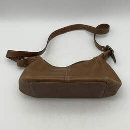Womens Brown Leather Inner Pockets Adjustable Strap Hobo Crossbody Bag