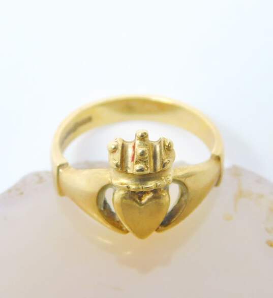 10K Yellow Gold Irish Celtic Claddagh Ring 4.2g image number 2