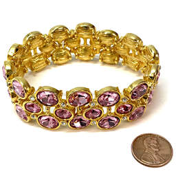 Designer Joan Rivers Gold-Tone Citrine Stone Stretchable Bangle Bracelet alternative image