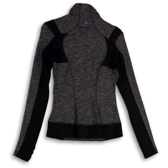 Womens Gray Black Long Sleeve Asymmetrical Full-Zip Activewear Jacket Sz 6 image number 2