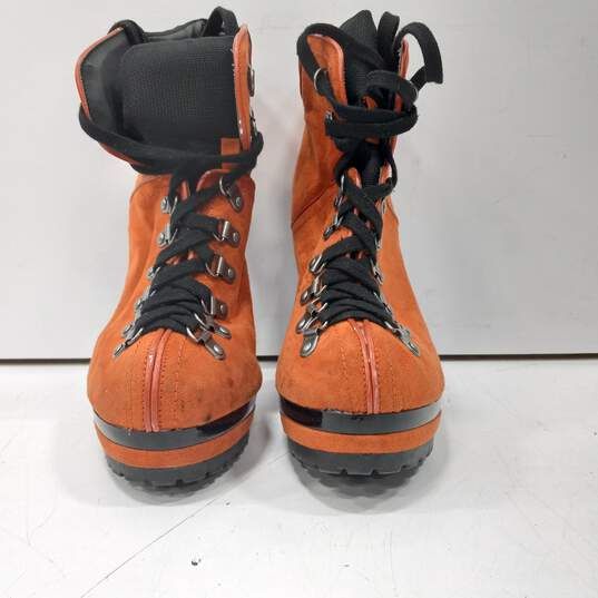 Xhilaration Women's Boot Like Orange Suede High Heel Boots Size 10 image number 1