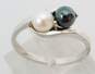 10K White Gold Pearl Ring 2.2g image number 1
