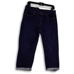 Womens Blue Medium Wash Pockets Regular Fit Denim Straight Jeans Size 29