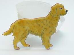 Elvie Zell Copper Golden Retriever Dog Enamel Painted Brooch