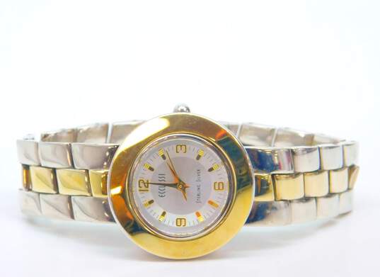 Ladies Ecclissi Two Tone Sterling Silver Case & Band 32250 Quartz Wrist Watch 72.6g image number 2