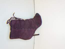 Sam Edelman Booties Asher Open Toe Lace Up Zip Leather Wine Boots Size 7.5