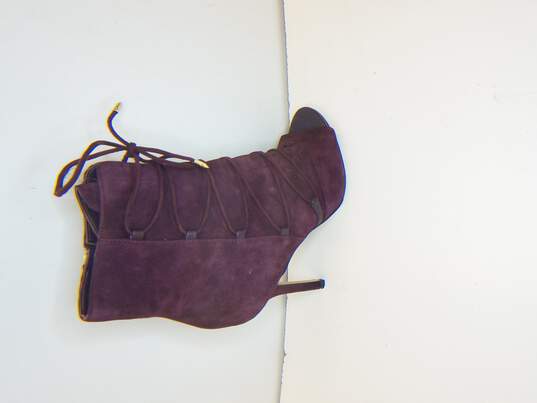 Sam Edelman Booties Asher Open Toe Lace Up Zip Leather Wine Boots Size 7.5 image number 1