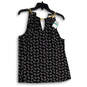 NWT Womens Black White Paisley Sleeveless Keyhole Neck Blouse Top Size L image number 1