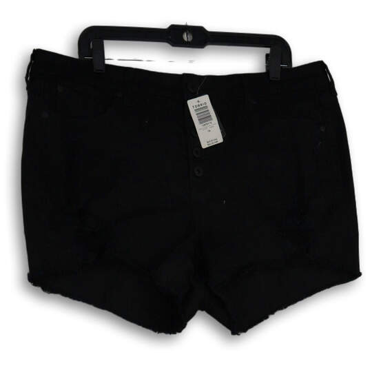 NWT Womens Black Denim Dark Wash 5 Pocket Design Hot Pants Shorts Size 16 image number 1