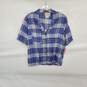 Krush Of California Vintage Blue Plaid Rayon Button Up Shirt WM Size M NWT image number 1