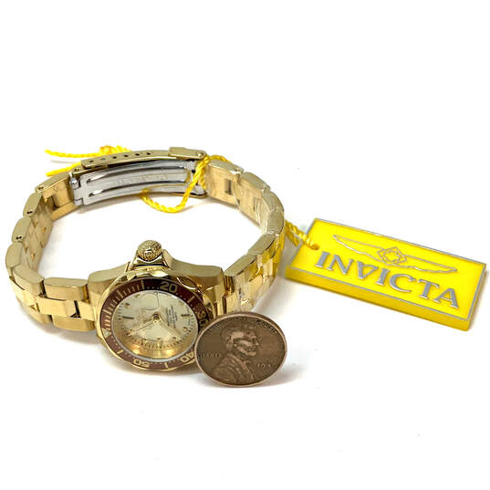 NWT Designer Invicta 12527 Gold-Tone Classic Round Dial Analog Wristwatch image number 2