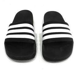 adidas Black & White adilette Cloudfoam Slides Men's Shoe Size 10