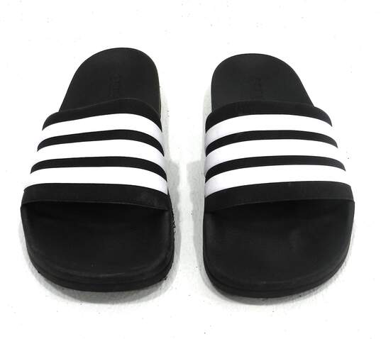 adidas Black & White adilette Cloudfoam Slides Men's Shoe Size 10 image number 1