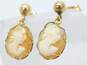14K Yellow Gold Carved Shell Cameo Dangle Earrings 1.5g image number 2