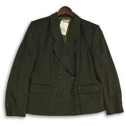 Talbots Womens Green Long Sleeve Double Breasted Blazer Jacket Size 16