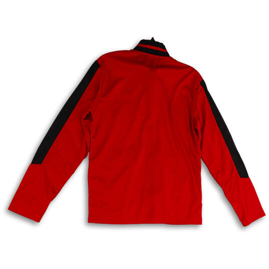 Womens Red Black Mock Neck Long Sleeve Full-Zip Track Jacket Size Small image number 2