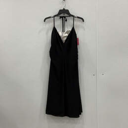 NWT Womens Black Halter Neck Sleeveless Padded Back Zip A-Line Dress Sz 12