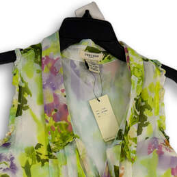 NWT Womens Multicolor Floral Collared Pleated Pullover Blouse Top Size S
