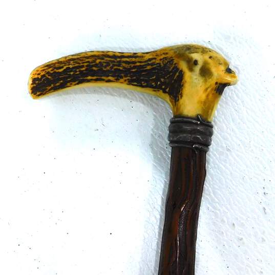 Vintage Antler Wood Walking Stick Cane image number 3