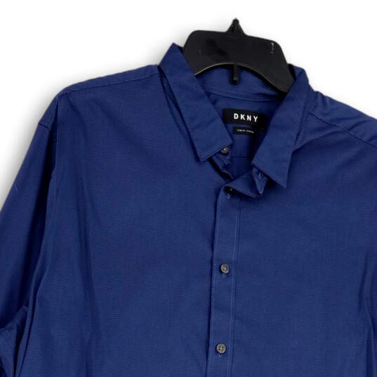 Mens Blue Regular Fit Long Sleeve Spread Collar Button-Up Shirt Sz 17-17.5 image number 3