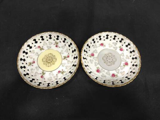 Set of 2 Vintage Royal Sealy China Floral Saucers image number 2