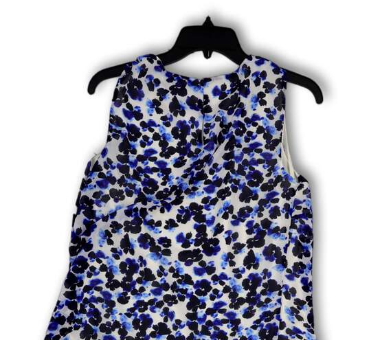 NWT Womens Blue White Floral Round Neck Sleeveless Layered Mini Dress Sz 10 image number 4