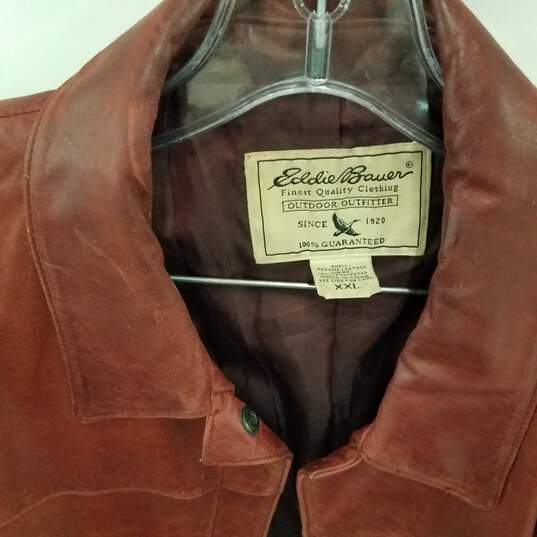 Eddie Bauer Red Leather Jacket Size XXL image number 2