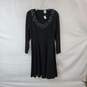 Liz Claiborne Vintage Black Wool Blend Beaded Fit & Flare Midi Dress WM Size M NWT image number 1