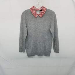 J. Crew Gray Merino Wool Collared Pullover Knit Top WM Size S