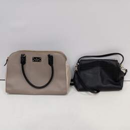 Bundle of 2 Kate Spade Taupe Leather Handbags (Brown/Beige/Black and Black) alternative image