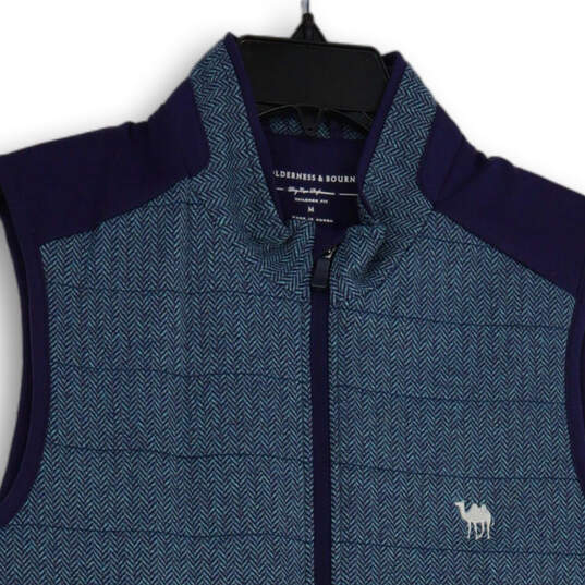 Mens Blue Mock Neck Slash Pocket Full-Zip Golf Windbreaker Vest Size M image number 2