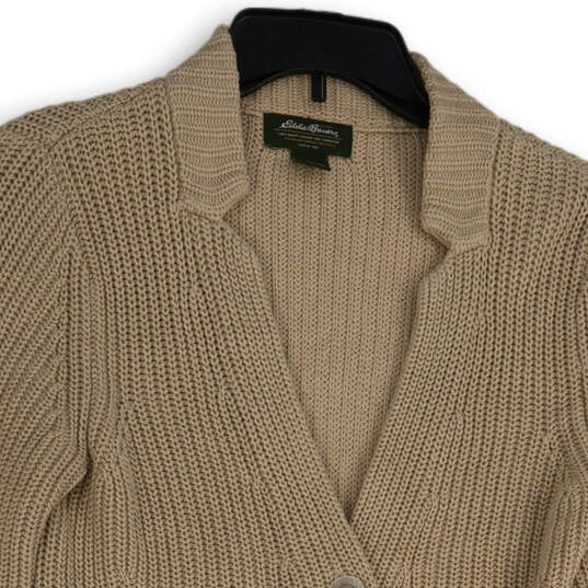 Womens Tan Knitted Long Sleeve Button Front Cardigan Sweater Size S image number 3