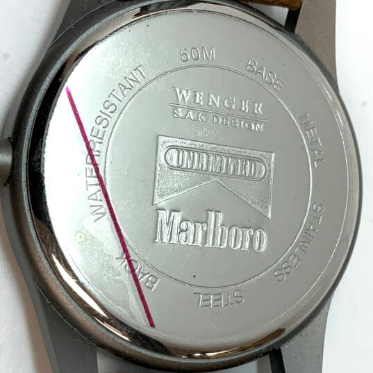 Designer Swiss Army SAK Design Leather Strap Black Dial Analog Wristwatch image number 4