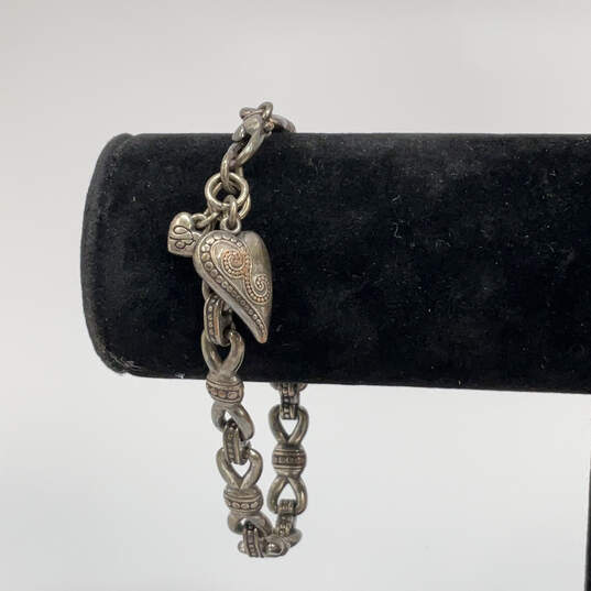 Designer Brighton Silver-Tone Chain Lobster Clasp Heart Charm Bracelet image number 1