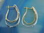 14K Two Tone Gold 0.40 CTTW Diamond Crossover Elongated Hoop Earrings 5.2g image number 5