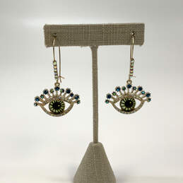 Designer Betsey Johnson The Evil Eye Blue Stone Fish Hook Dangle Earrings alternative image