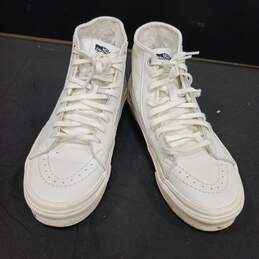 Vans Unisex Cream Leather Hi-Top Shoes Size Men 4.5 Women 6