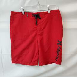 Hurley Men's Red Below The Knee Swim Shorts Size 34 / 21" Length NWT